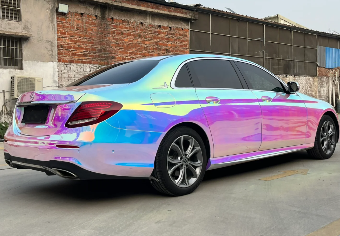 Holographic Chrome Rainbow White Car Vinyl Wrap (Non-Stretchable) review Rhonda Powell 01