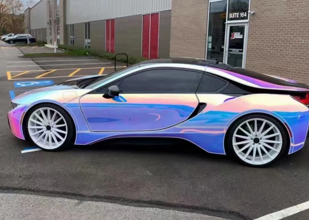 Holographic Chrome Rainbow White Car Vinyl Wrap (Non-Stretchable) review Bryon 02