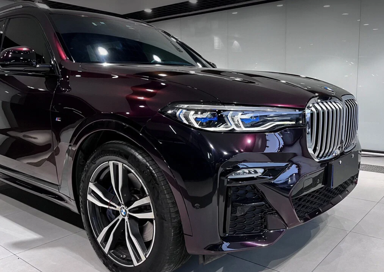 PET Gloss Shifting Red to Black Car Vinyl Wrap review 1