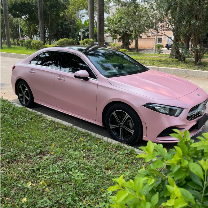 Matte Pure Metal Cherry Pink Car Vinyl Wrap review Panda