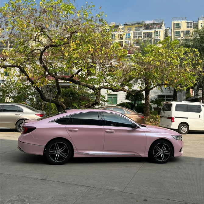 Matte Pure Metal Cherry Pink Car Vinyl Wrap review Fernando 02