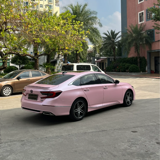 Matte Pure Metal Cherry Pink Car Vinyl Wrap review Fernando 04