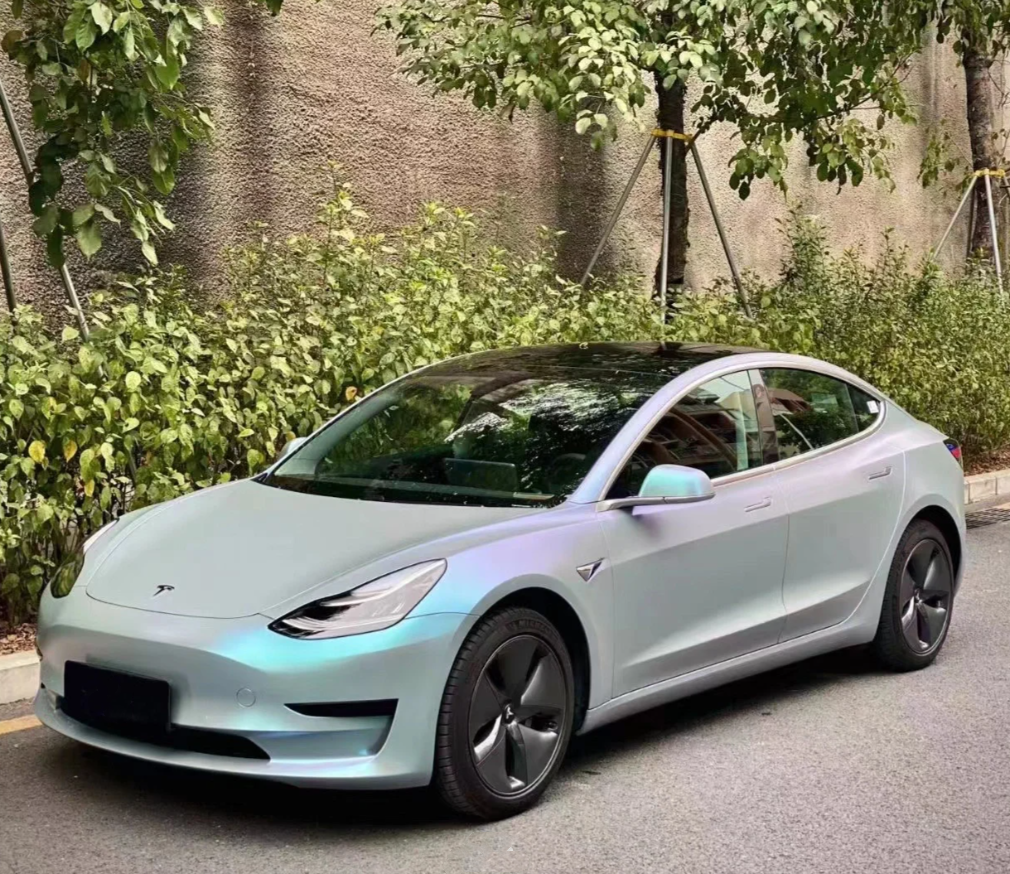 Matte Diamond Gray Blue Car Vinyl Wrap review Daiane Santos 03