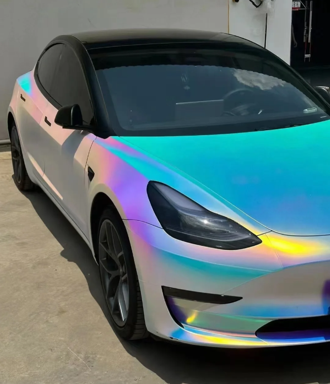 Matte Holographic Rainbow Neo Chrome Car Vinyl Wrap Non-stretchable review mindstatefree 02
