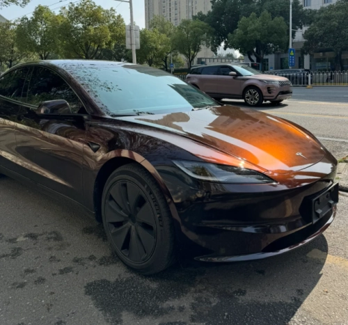 PET Gloss Shifting Red to Black Car Vinyl Wrap review 