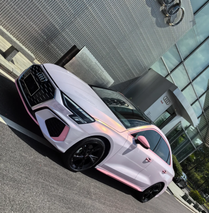 Gloss Metallic Pink to White Car Vinyl Wrap  review 0