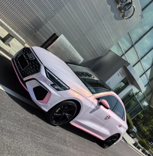 Gloss Metallic Pink to White Car Vinyl Wrap  review 
