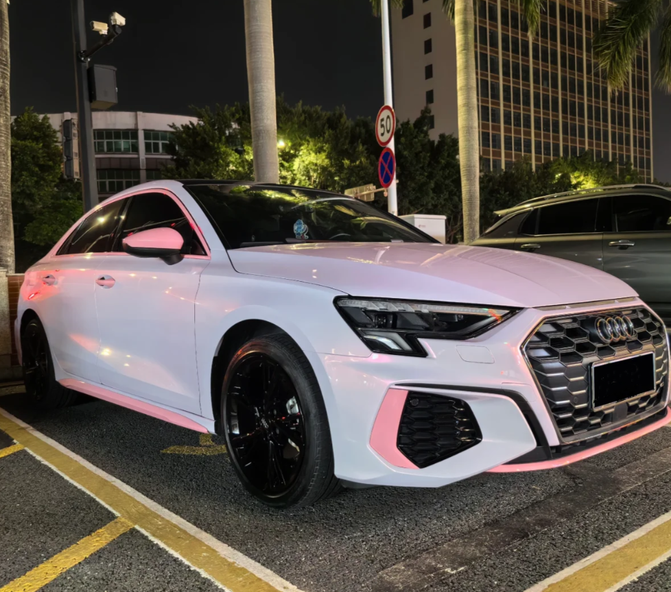 Gloss Metallic Pink to White Car Vinyl Wrap  review 1