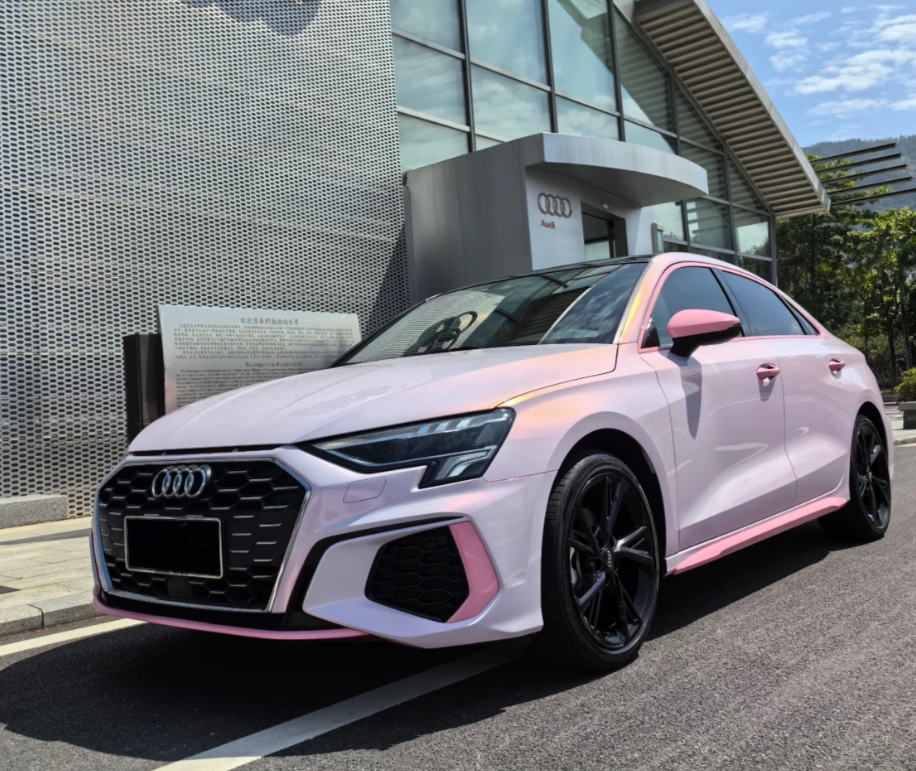 Gloss Metallic Pink to White Car Vinyl Wrap  review 3