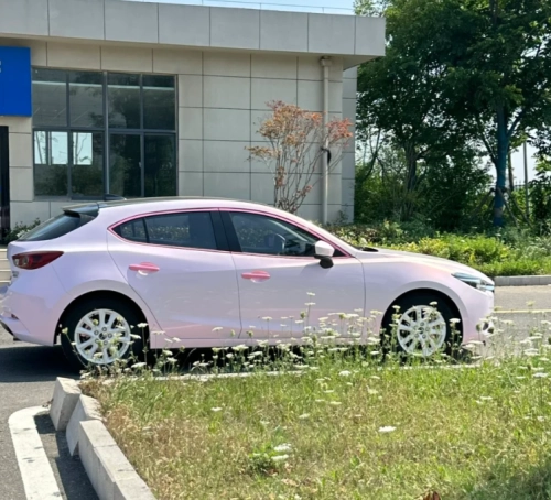 Gloss Metallic Pink to White Car Vinyl Wrap  review 