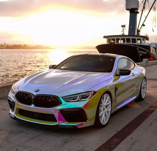 Holographic Chrome Rainbow White Car Vinyl Wrap (Non-Stretchable) review Dreashawn 02