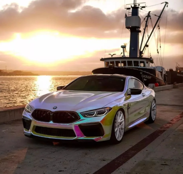 Holographic Chrome Rainbow White Car Vinyl Wrap (Non-Stretchable) review Dreashawn 03