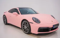  Super Matte Rose Pink Car Vinyl Wrap review 	Doglovin 01