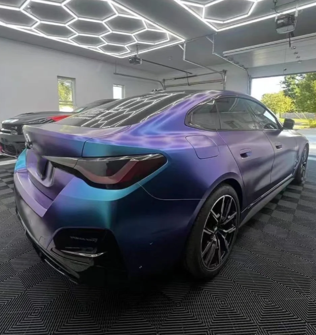 Matte Diamond Purple Blue Car Vinyl Wrap review Bryon 02