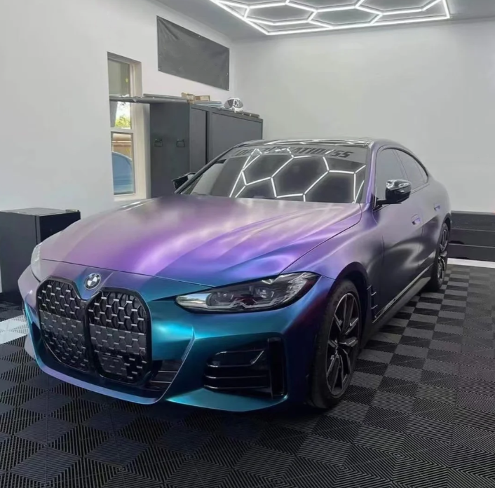 Matte Diamond Purple Blue Car Vinyl Wrap review Bryon 01