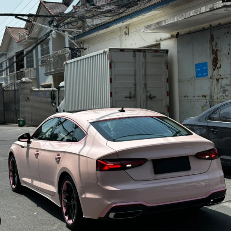 Super Gloss Pale Pink Car Vinyl Wrap review Hery 03