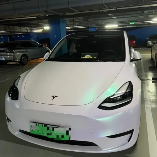Tesla Matte Aurora White Car Vinyl Wrap review 