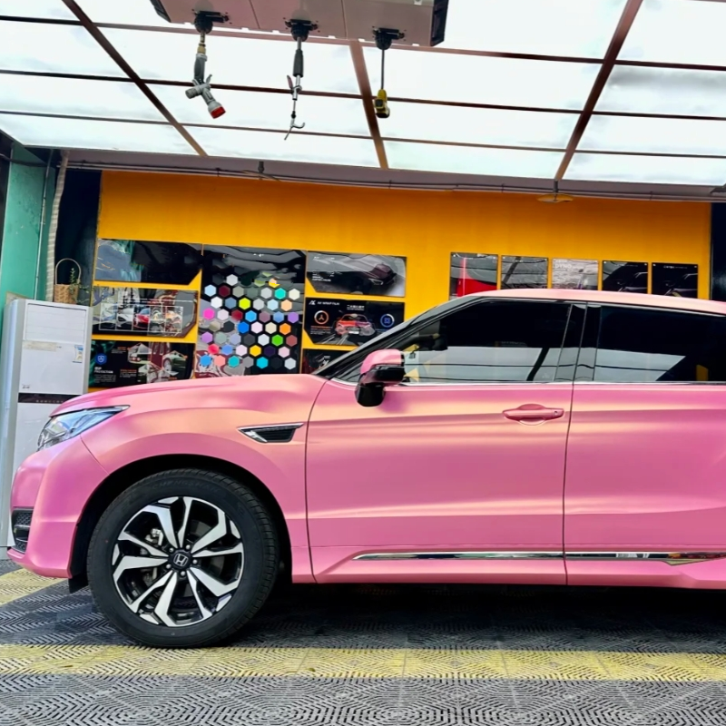 Matte Diamond Gold Pink Car Vinyl Wrap review Sirgh 01