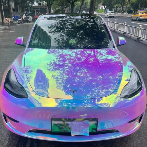 Holographic Chrome Rainbow White Car Vinyl Wrap (Non-Stretchable) review 