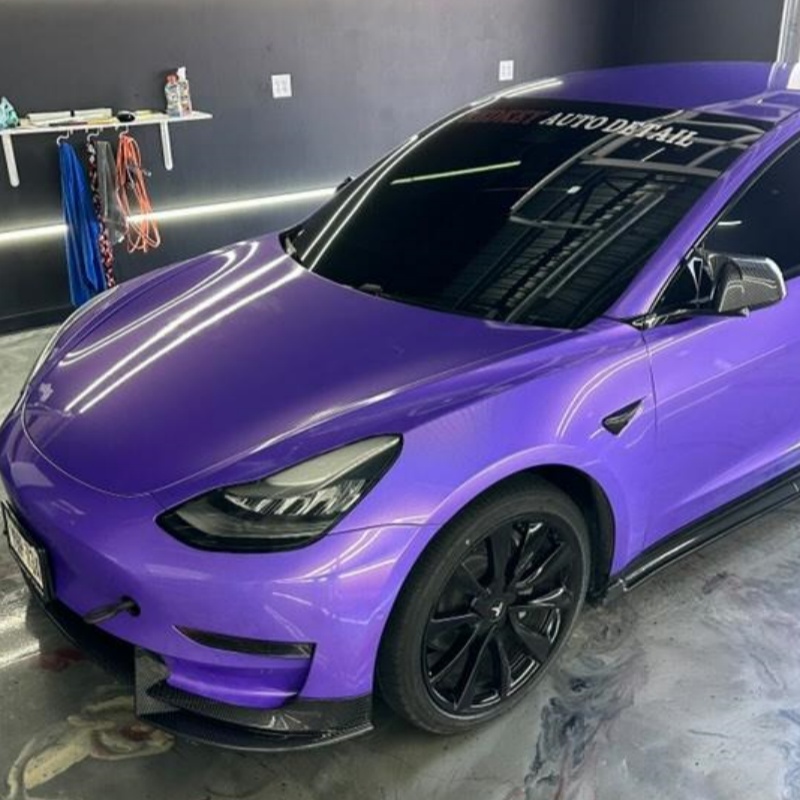 Glossy Laser Light Purple Car Vinyl Wrap review 1