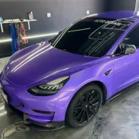 Glossy Laser Light Purple Car Vinyl Wrap review 1