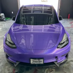 Glossy Laser Light Purple Car Vinyl Wrap review Rony 03