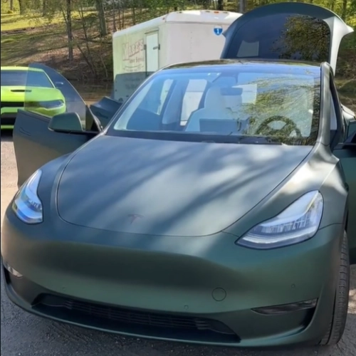 Tesla Ultra-Matte Diamond Green Car Vinyl Wrap review 