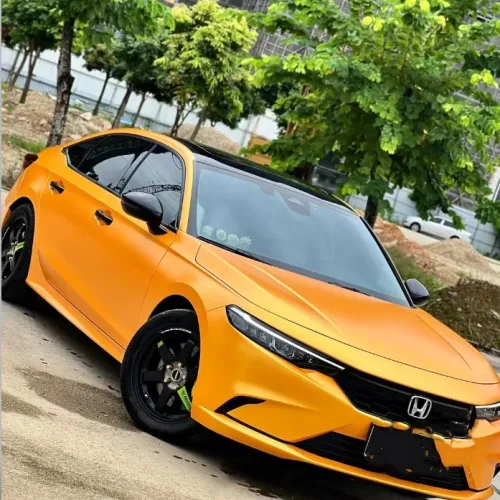 Tesla Heavy Metal Sparkle Yellow Car Vinyl Wrap review 