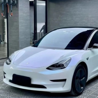 Tesla BMW Gloss PET Diamond Blue White Car Vinyl Wrap review 0