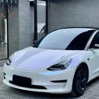 Tesla BMW Gloss PET Diamond Blue White Car Vinyl Wrap review 0