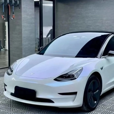 Tesla BMW Gloss PET Diamond Blue White Car Vinyl Wrap review 