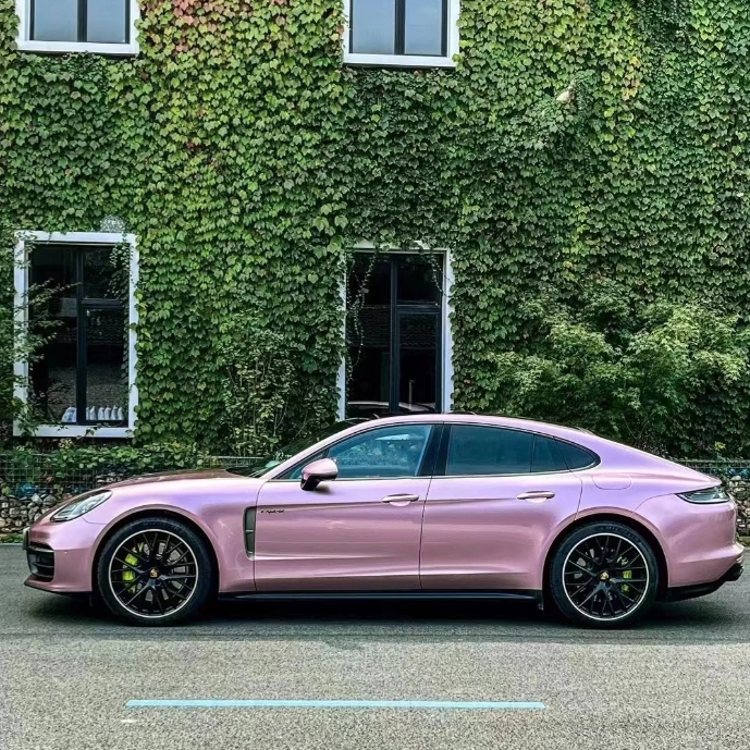 Porsche BMW Tesla  Benz Gloss PET Bentley Passion Pink Car Vinyl Wrap review 0