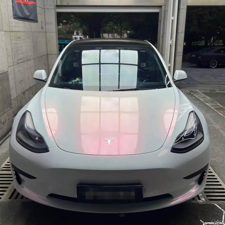 BMW Gloss PET Diamond Pink White Car Vinyl Wrap review 0