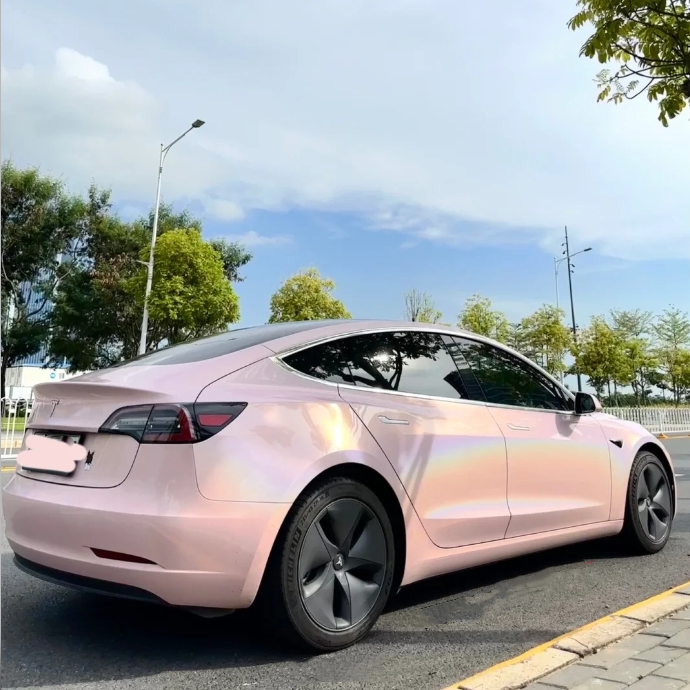 Glossy Laser Light Pink Car Vinyl Wrap review 0