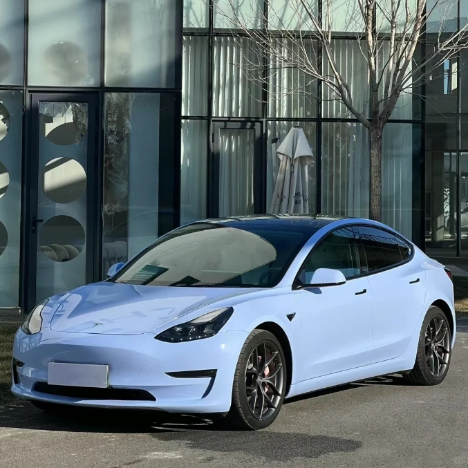 Glossy Crystal Baby Blue Car Vinyl Wrap review 0