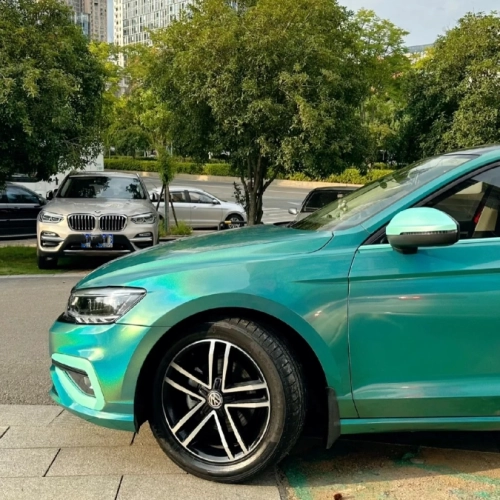 Rainbow Holographic Green Car Vinyl Wrap review 