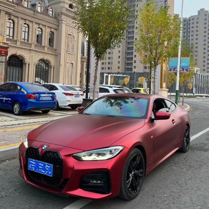 PET Benz Matte Metallic Romance Red Car Vinyl Wrap review 0