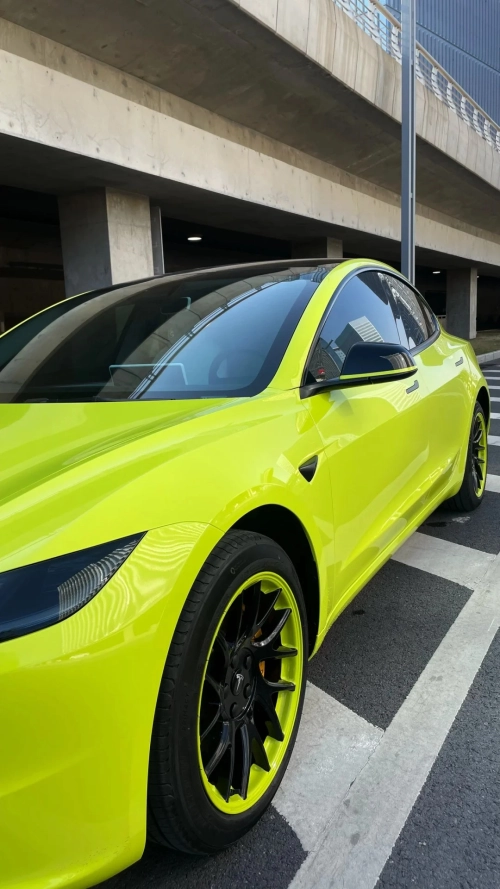 PET Gloss Acid Green Car Vinyl Wrap review 