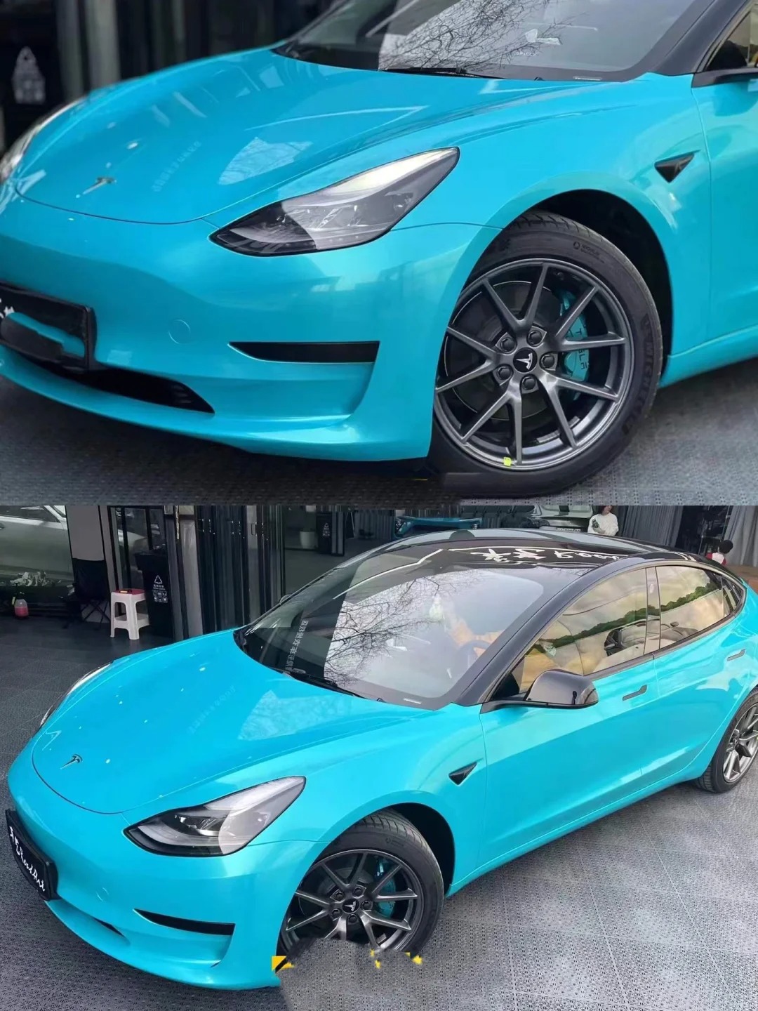 Gloss Metal Paint Lake Blue Car Vinyl Wrap review vaie 02