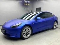 Satin Chrome Blue Car Vinyl Wrap  review 0