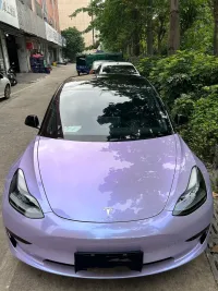 Twin-Color Silver Purple Car Vinyl Wrap  review 1