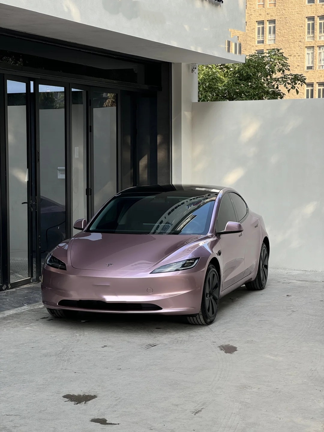 Porsche BMW Tesla  Benz Gloss PET Bentley Passion Pink Car Vinyl Wrap review 2