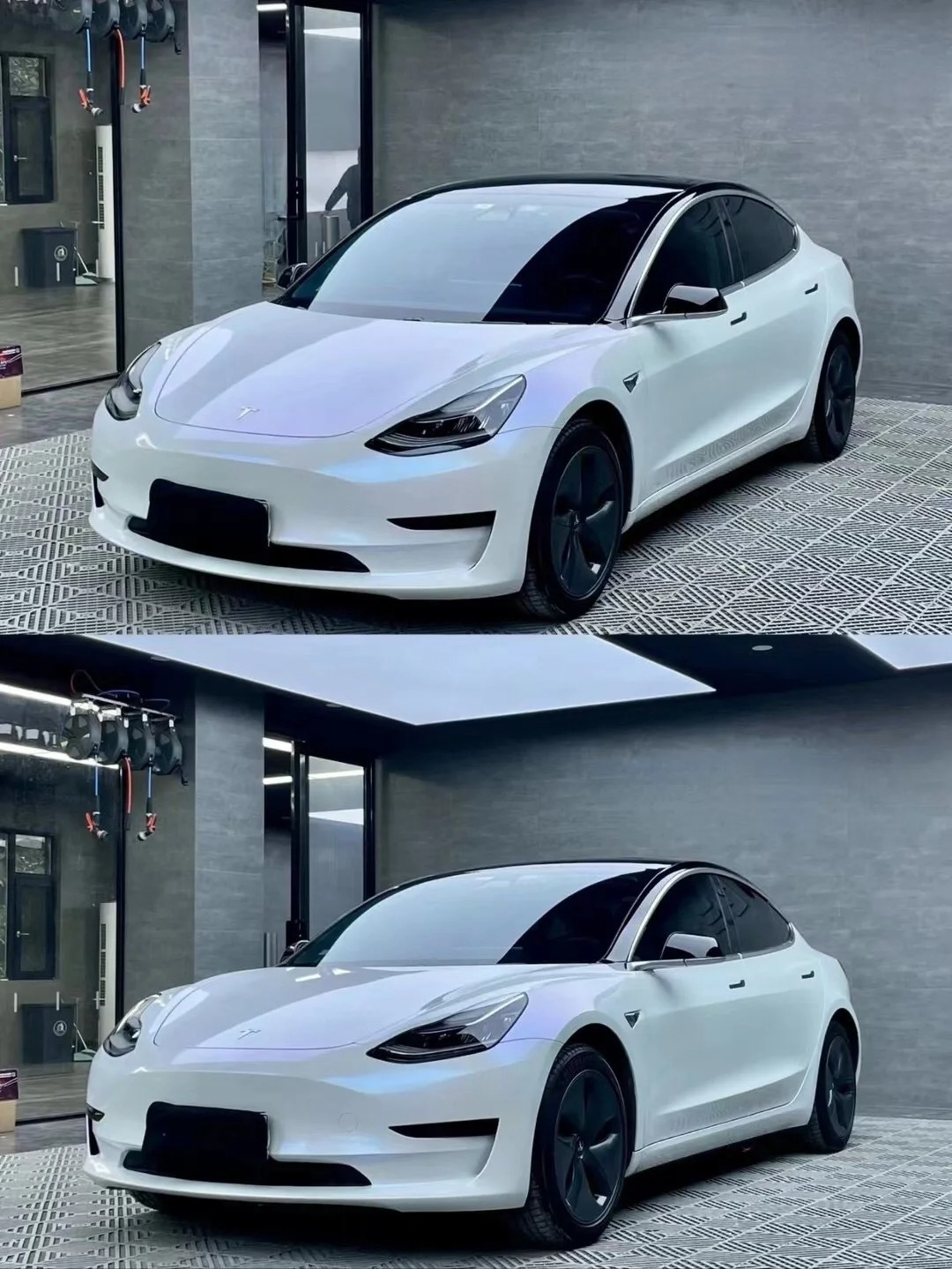 Tesla BMW Gloss PET Diamond Blue White Car Vinyl Wrap review jkfdkf 01