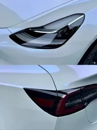 Tesla BMW Gloss PET Diamond Blue White Car Vinyl Wrap review 1