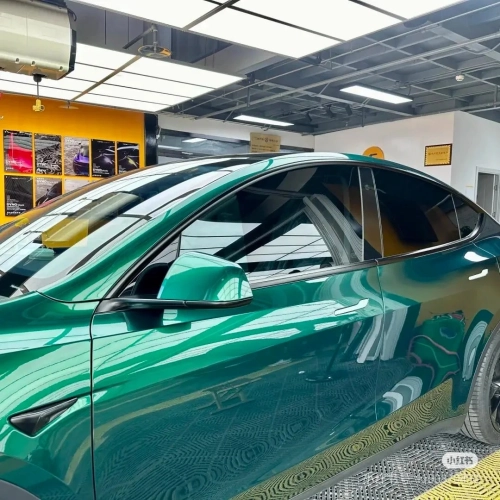 PET Tesla Gloss Agate Green Car Vinyl Wrap review 