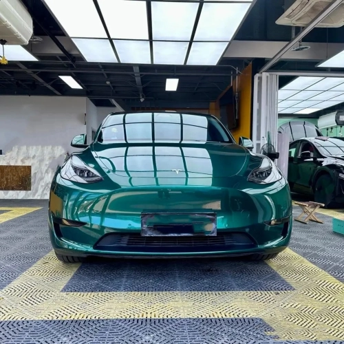 PET Tesla Gloss Agate Green Car Vinyl Wrap review 