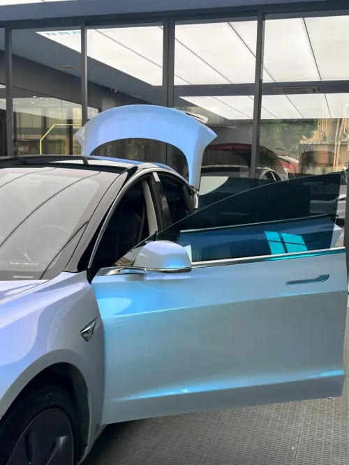 Tesla Gloss Fancy Rock Grey Color Fliper Car Vinyl Wrap review 