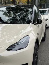 Tesla Benz Gloss Pepper Coopers White Car Vinyl Wrap review 2