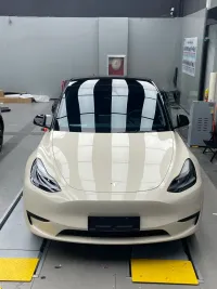 Tesla Benz Gloss Pepper Coopers White Car Vinyl Wrap review 1