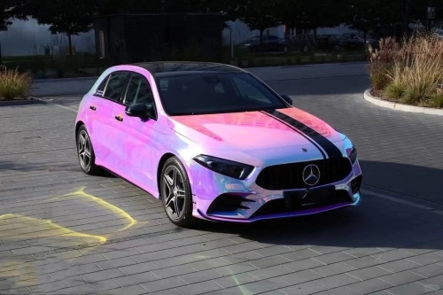 Matte Holographic Rainbow Neo Chrome Car Vinyl Wrap Non-stretchable review 